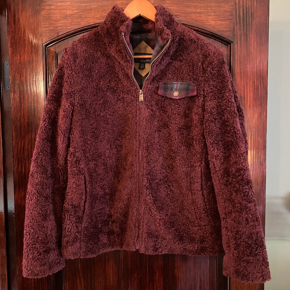 Pendleton Fuzzy Full Zip Jacket Wine Color